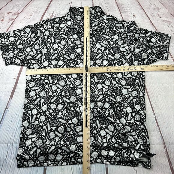 Bad Birdie Golf Polo Shirt Large Skull Grave Bones AOP Performance Stretch - Picture 7 of 10